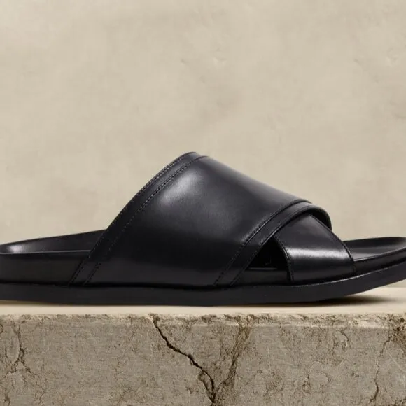 Banana Republic Ravello Leather Slides NWT  | Black Sandals | size 9