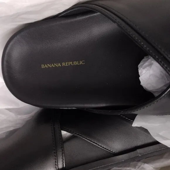 Banana Republic Ravello Leather Slides NWT  | Black Sandals | size 9
