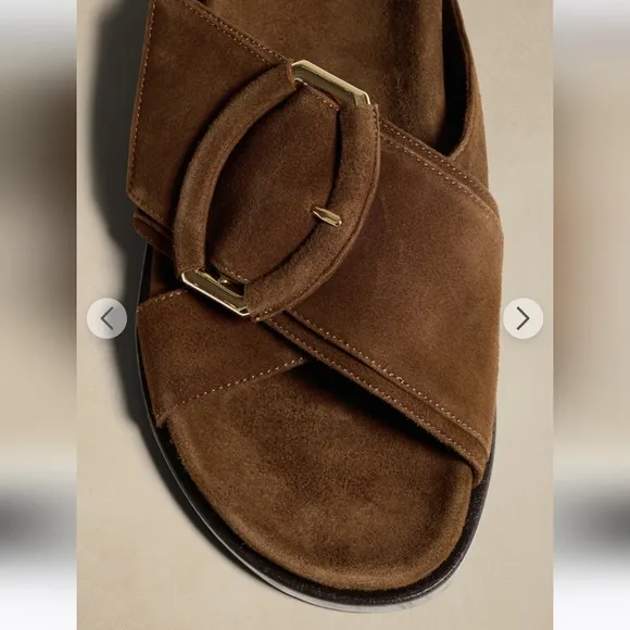 Banana Republic Ravello Suede Slide in Tobacco Brown