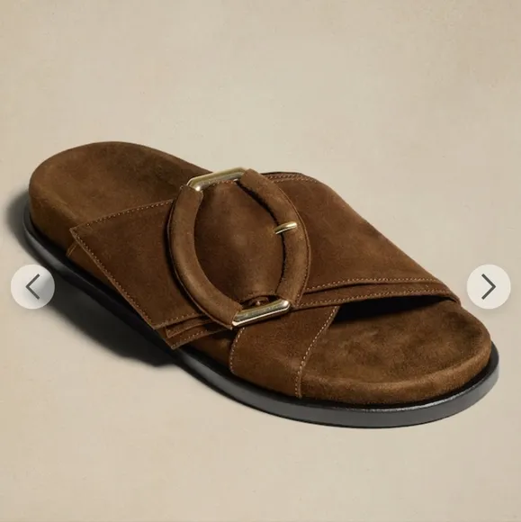 Banana Republic Ravello Suede Slide in Tobacco Brown