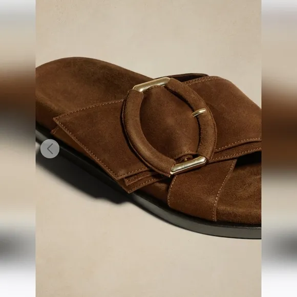 Banana Republic Ravello Suede Slide in Tobacco Brown