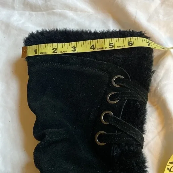 𝅺bare Traps Erin Weatherproof Suede and Faux Fur Tall Boots Black Size 6