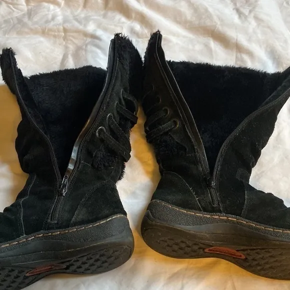𝅺bare Traps Erin Weatherproof Suede and Faux Fur Tall Boots Black Size 6