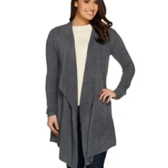Barefoot Dreams Bamboo Cozychic Lite Calypso Wrap Cardigan 436 Gray Sweater
