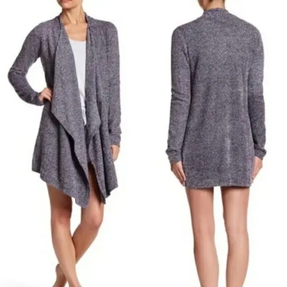 Barefoot Dreams Bamboo Cozychic Lite Calypso Wrap Cardigan 436 Gray Sweater