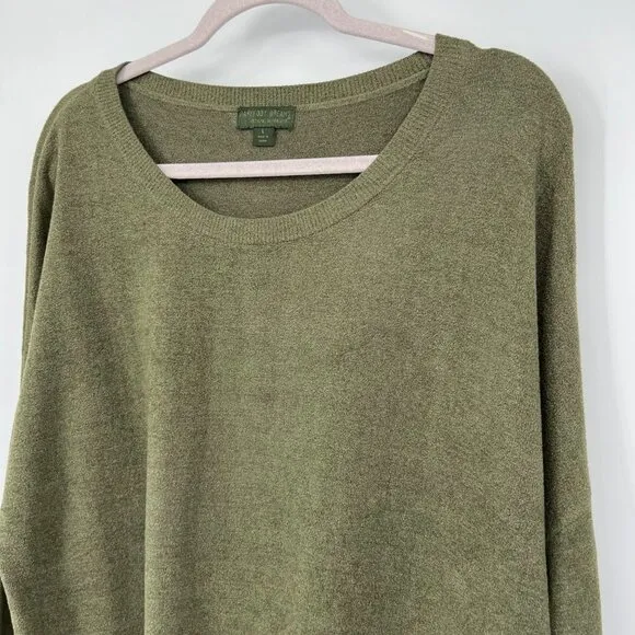 Barefoot Dreams Womens Cozy Chic Ultra Lite Green Comfort Sweater Shirt Top Larg