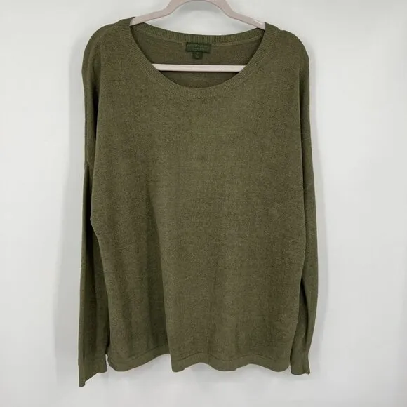 Barefoot Dreams Womens Cozy Chic Ultra Lite Green Comfort Sweater Shirt Top Larg