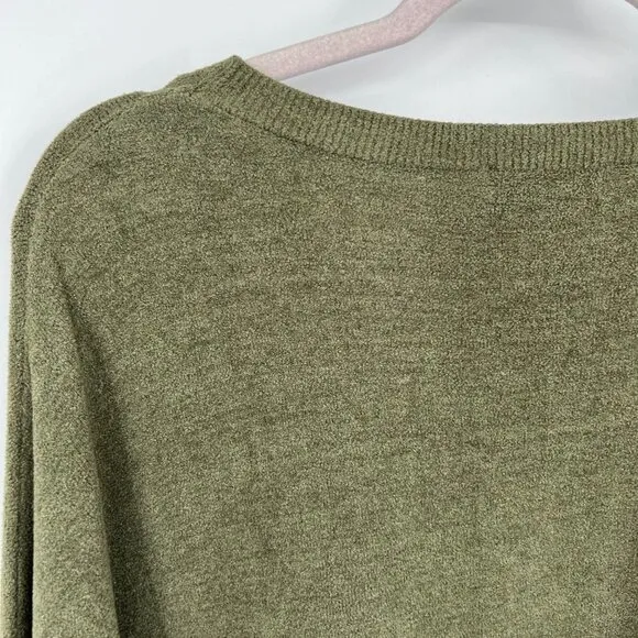 Barefoot Dreams Womens Cozy Chic Ultra Lite Green Comfort Sweater Shirt Top Larg