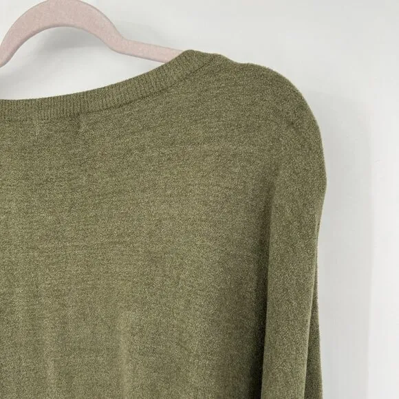 Barefoot Dreams Womens Cozy Chic Ultra Lite Green Comfort Sweater Shirt Top Larg
