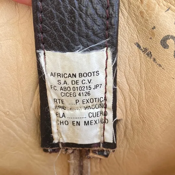 Barely Worn Eel Skin African Boots Made In Mexico Vintage Brown Leather Cowboy