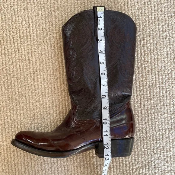 Barely Worn Eel Skin African Boots Made In Mexico Vintage Brown Leather Cowboy