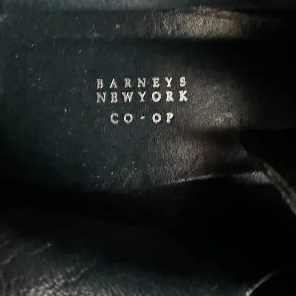 Barneys New York Co-Op Black Leather Quilted Suede Silver Buckle 90s Ankle Boot