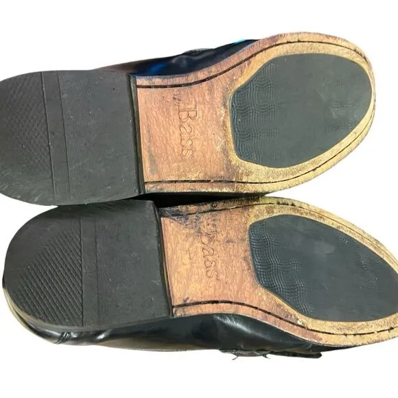 Bass black Larkin tassel brogue leather wee hub loafers excellent size 12