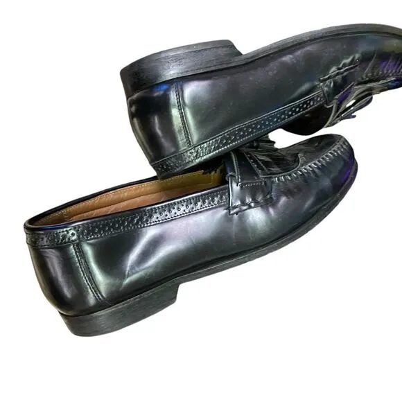 Bass black Larkin tassel brogue leather wee hub loafers excellent size 12