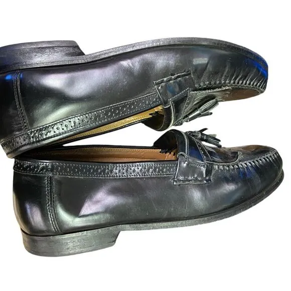 Bass black Larkin tassel brogue leather wee hub loafers excellent size 12