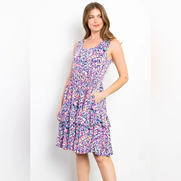 Be Stage Print Wrinkle Free Ruffled Dress