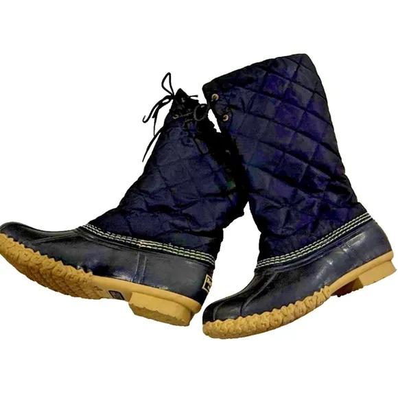 Bean Boots by L.L. Bean Black Quilted Sherpa Lined Tall Knee Boots; Size 6M