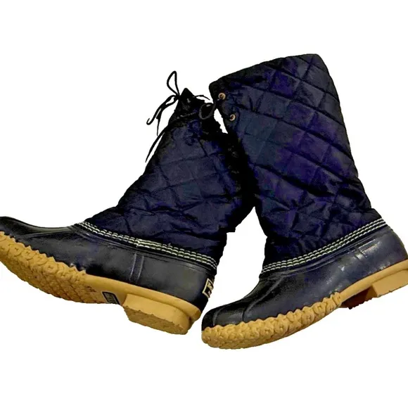 Bean Boots by L.L. Bean Black Quilted Sherpa Lined Tall Knee Boots; Size 6M