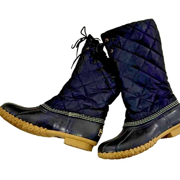 Bean Boots by L.L. Bean Black Quilted Sherpa Lined Tall Knee Boots; Size 6M