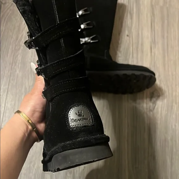 BearPaw Black Winter Boots with Metallic Clasps