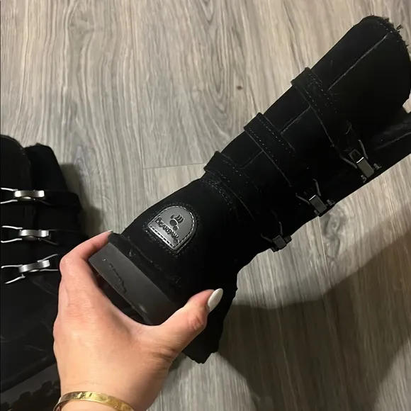 BearPaw Black Winter Boots with Metallic Clasps