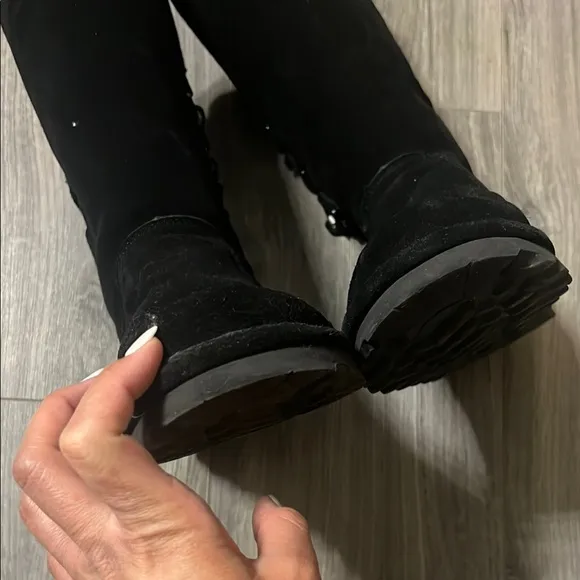 BearPaw Black Winter Boots with Metallic Clasps