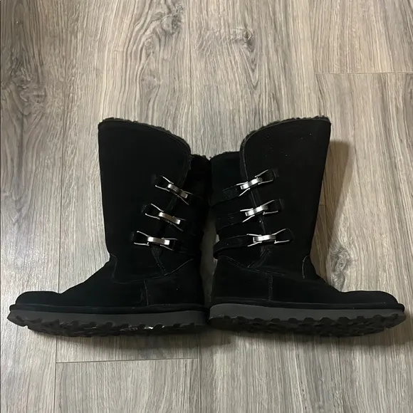 BearPaw Black Winter Boots with Metallic Clasps