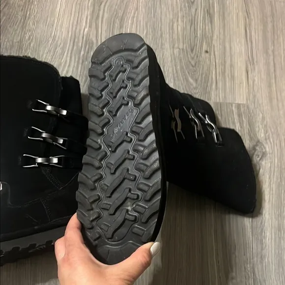 BearPaw Black Winter Boots with Metallic Clasps