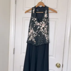 Beautiful Black Party Wear Maxi Dress Sequins &amp; Beads Work Size 6