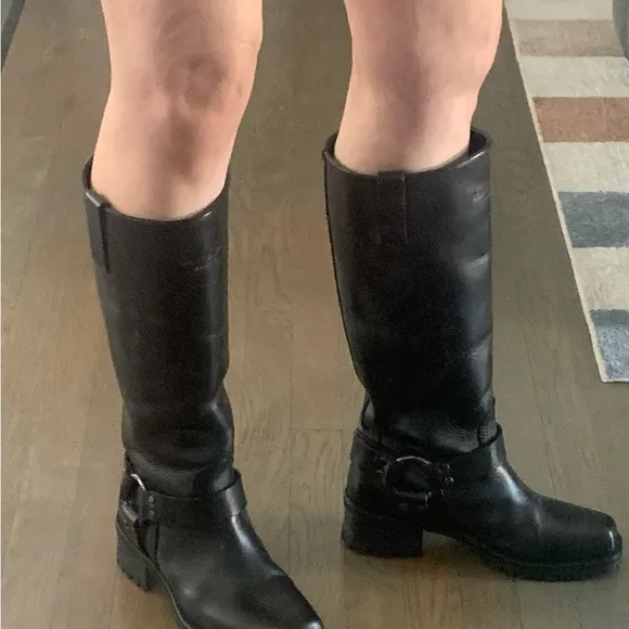 BELSTAFF Size 7.5 (UK 36.5) Women’s Black Leather Warringdon MOTO Biker Boots