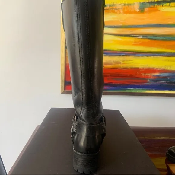 BELSTAFF Size 7.5 (UK 36.5) Women’s Black Leather Warringdon MOTO Biker Boots