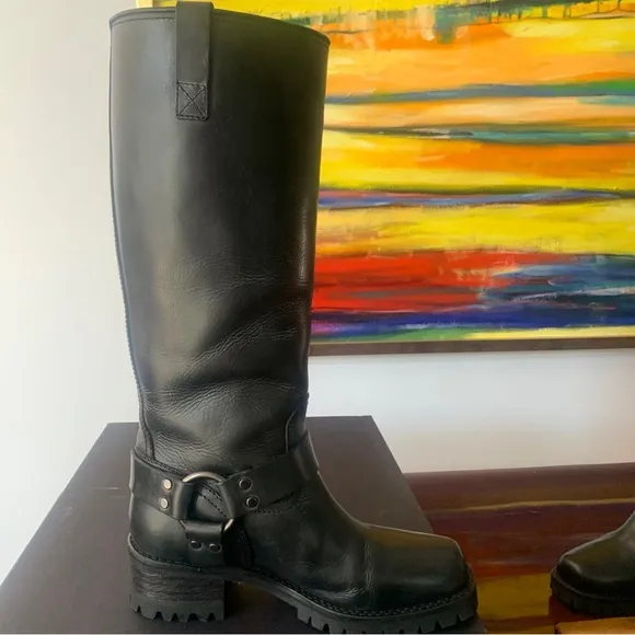 BELSTAFF Size 7.5 (UK 36.5) Women’s Black Leather Warringdon MOTO Biker Boots