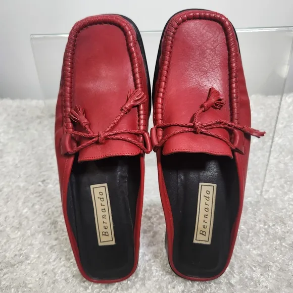 Bernardo Red Moccasin-Style Slip-On Loafers Size 9