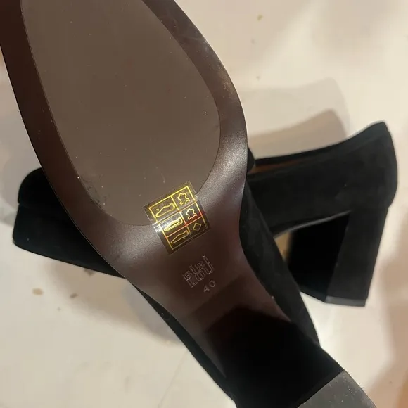 Bibi Lou Black Suede Marron Platform Horsebit Loafers size US 9.5-10/ EU 40