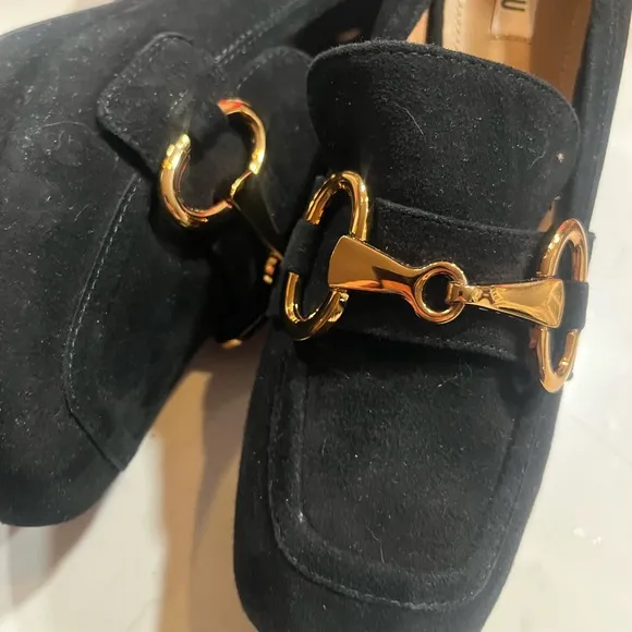 Bibi Lou Black Suede Marron Platform Horsebit Loafers size US 9.5-10/ EU 40