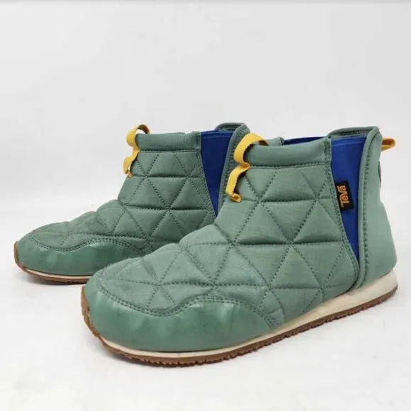 Big kids 4 Teva Reember Mid teal quilted boots shoes