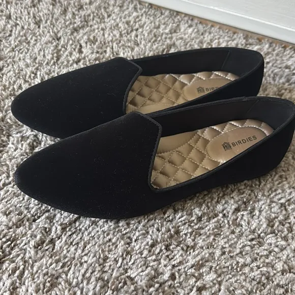 Birdies 7 The Heron Black Velvet Loafers