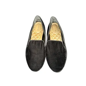 BIRDIES Black Velvet Classic Round Toe Slip On The Starling Loafers Size 10 1/2