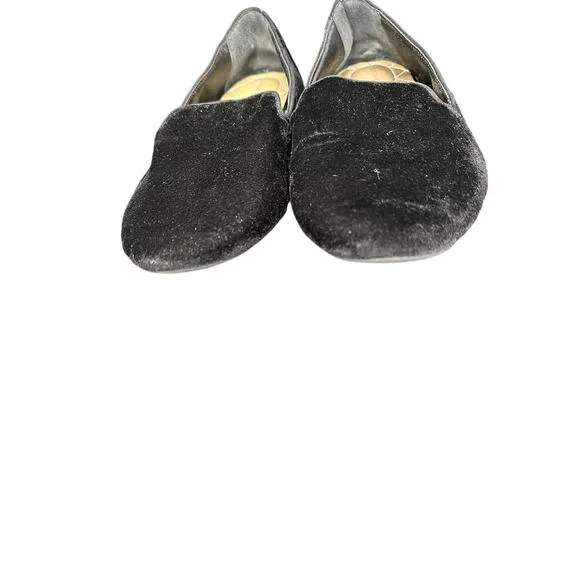 BIRDIES Black Velvet Classic Round Toe Slip On The Starling Loafers Size 10 1/2