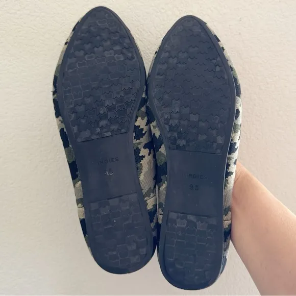 Birdies Blackbird Flats Loafer Camo Green Point Knit Comfort Work Casual 9.5