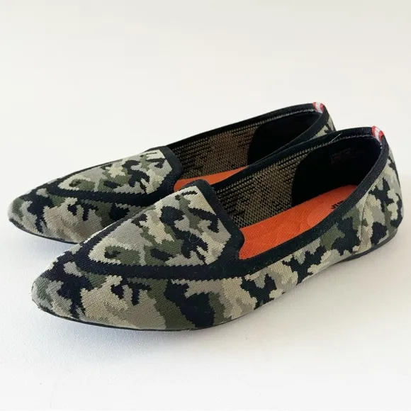 Birdies Blackbird Flats Loafer Camo Green Point Knit Comfort Work Casual 9.5