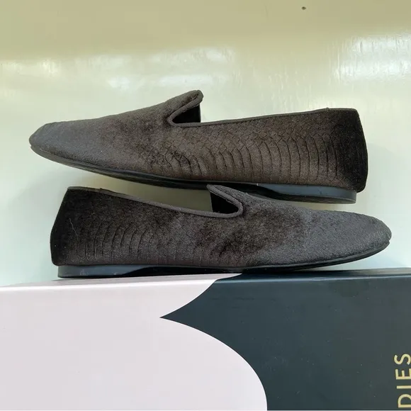Birdies Loafers Velvet Slip Ons Starling Python Embossed Flats Brown Size 8