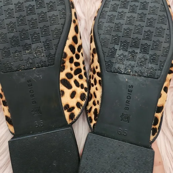 BIRDIES Phoebe Mule Cheetah Leopard Calf Hair Animal Print slip on slides