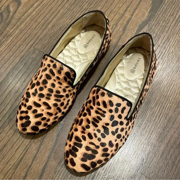Birdies Starling Haircalf Cheetah Slip On Flat Loafers