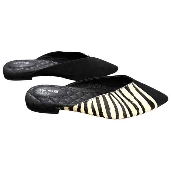 Birdies Swan Slides – Zebra Calf Hair &amp; Suede – Size 7.5 – Excellent Condition
