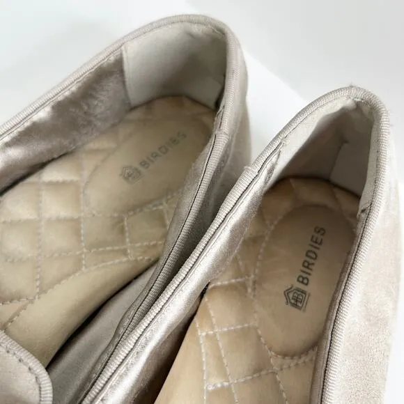 BIRDIES The Starling Flat Loafers Womens Size 9 Slip On Latte Suede Beige Basics