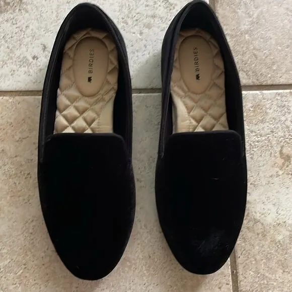 BIRDIES THE STARLING Loafers Smoking Slippers Black Velvet
