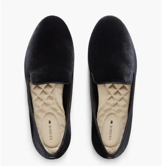 BIRDIES THE STARLING Loafers Smoking Slippers Black Velvet