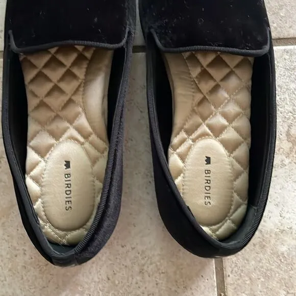 BIRDIES THE STARLING Loafers Smoking Slippers Black Velvet