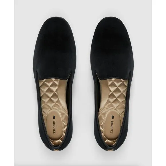 BIRDIES The Starling Velvet Loafers Black Sz 7.5